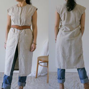 90's Natural Linen Dress Duster